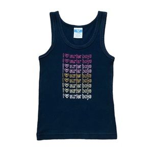 Roxy ‘I <3 surfer boys’ Black Tank Top Juniors Size S